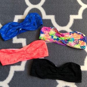 PINK VS lace bandeau bralette bundle